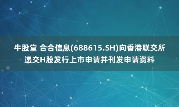 牛股堂 合合信息(688615.SH)向香港联交所递交H股发行上市申请并刊发申请资料