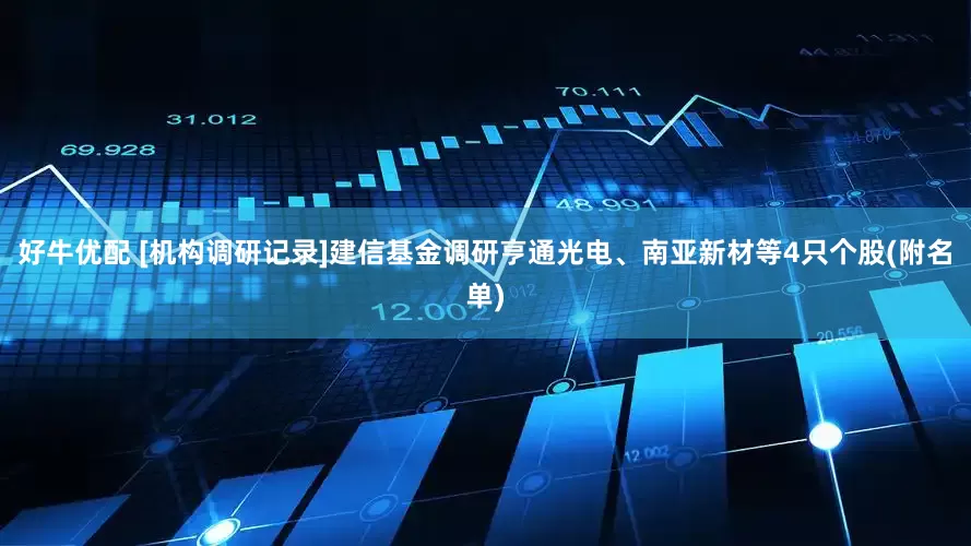 好牛优配 [机构调研记录]建信基金调研亨通光电、南亚新材等4只个股(附名单)