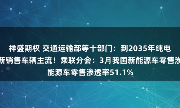 祥盛期权 交通运输部等十部门：到2035年纯电动汽车成为新销售车辆主流！乘联分会：3月我国新能源车零售渗透率51.1%